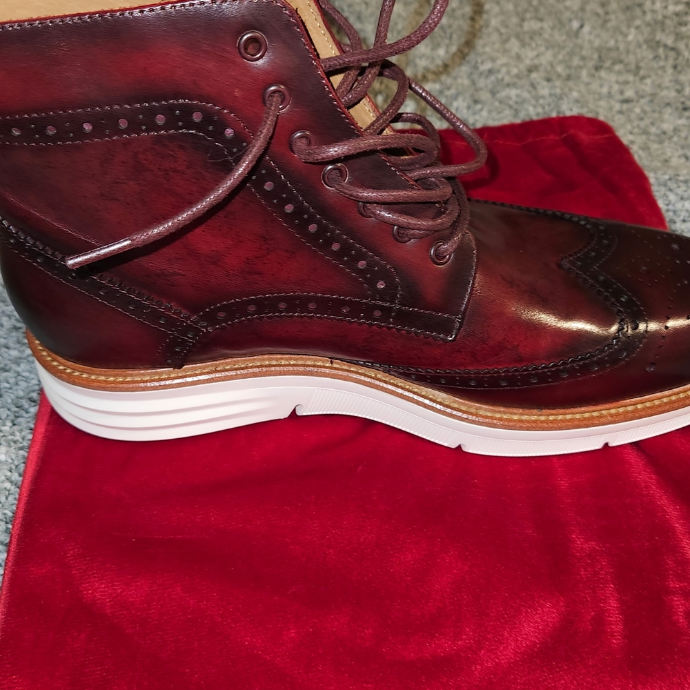 Taft Brown Leather Boots with Brogue Detailing